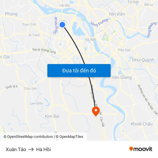 Xuân Tảo to Hà Hồi map