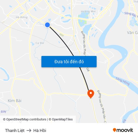 Thanh Liệt to Hà Hồi map