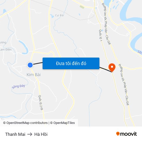 Thanh Mai to Hà Hồi map