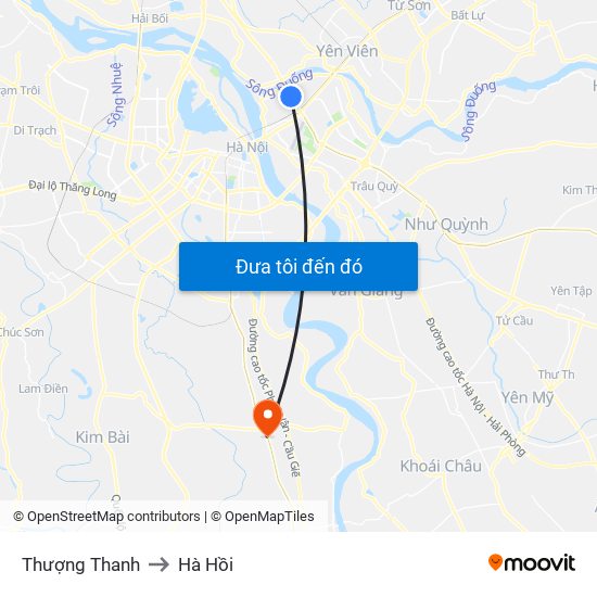 Thượng Thanh to Hà Hồi map