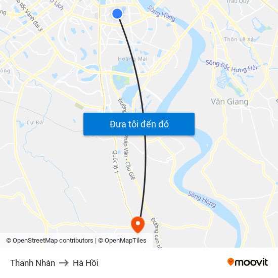 Thanh Nhàn to Hà Hồi map