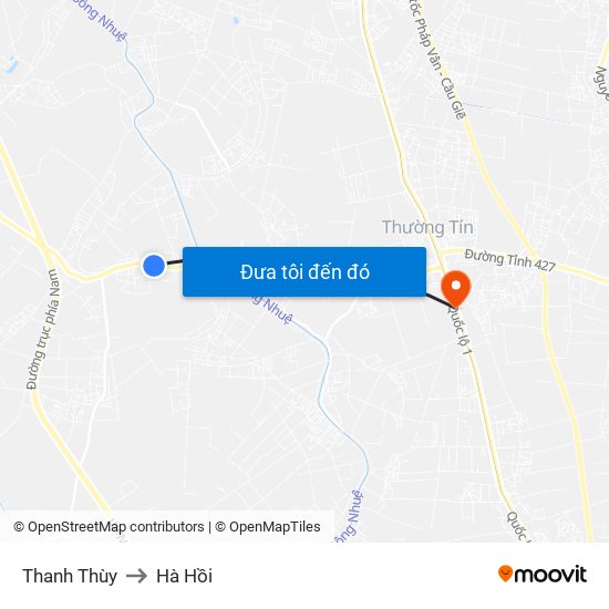 Thanh Thùy to Hà Hồi map