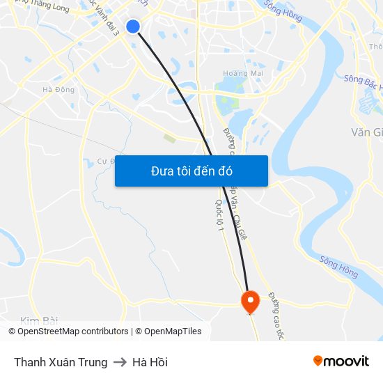 Thanh Xuân Trung to Hà Hồi map