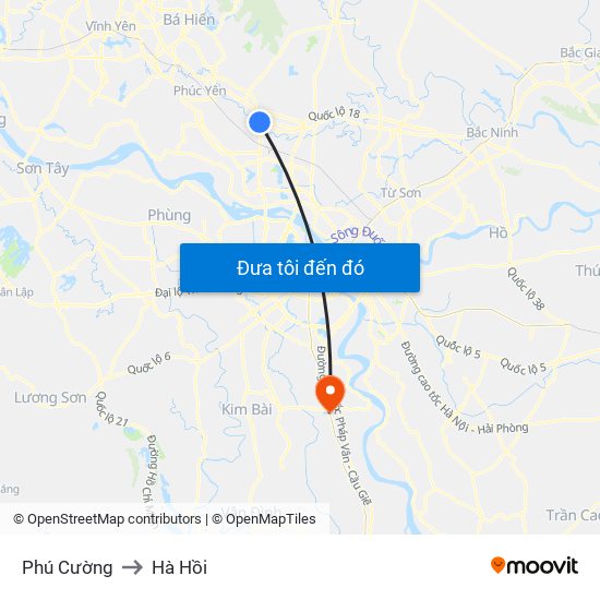 Phú Cường to Hà Hồi map