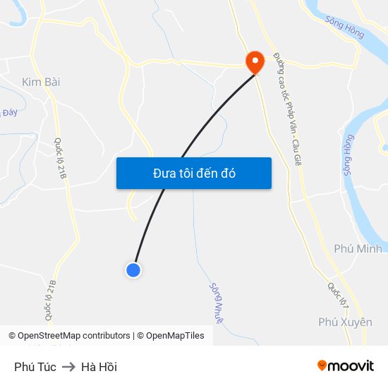 Phú Túc to Hà Hồi map