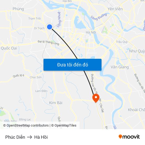 Phúc Diễn to Hà Hồi map