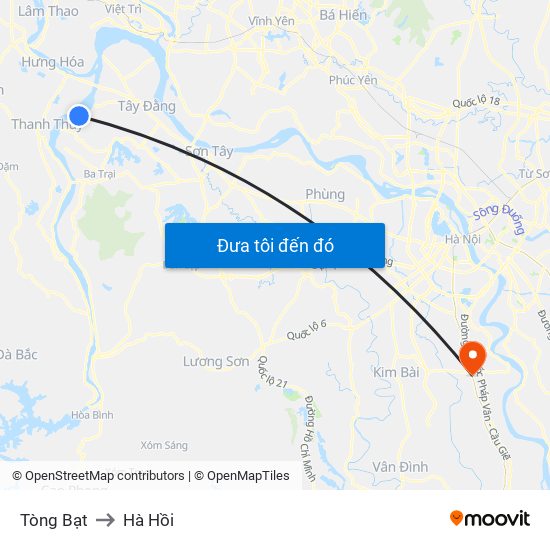 Tòng Bạt to Hà Hồi map