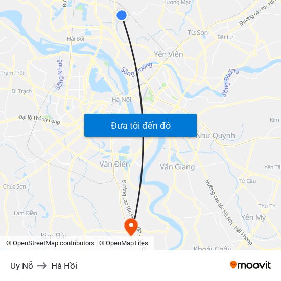 Uy Nỗ to Hà Hồi map