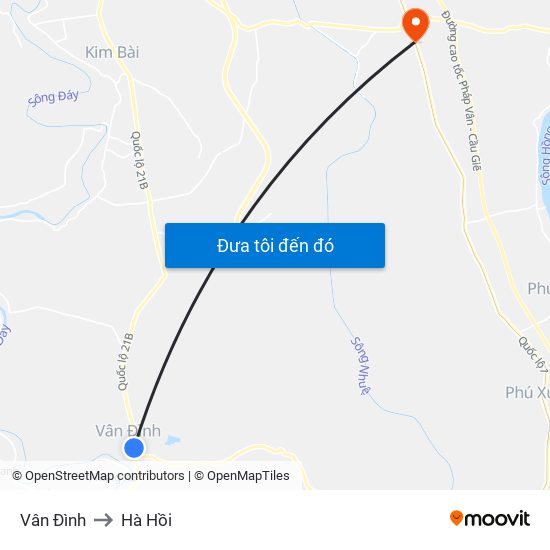 Vân Đình to Hà Hồi map