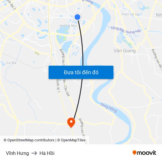 Vĩnh Hưng to Hà Hồi map