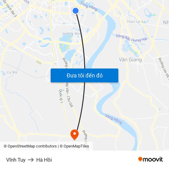 Vĩnh Tuy to Hà Hồi map