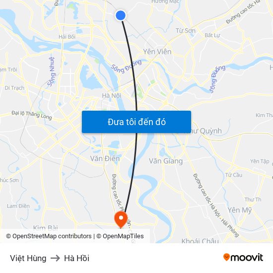 Việt Hùng to Hà Hồi map