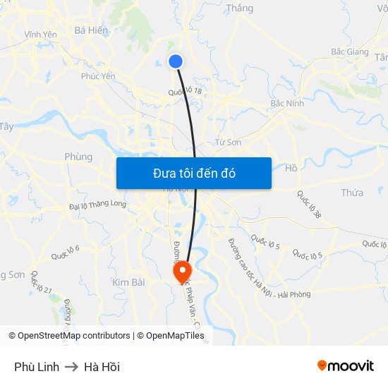 Phù Linh to Hà Hồi map