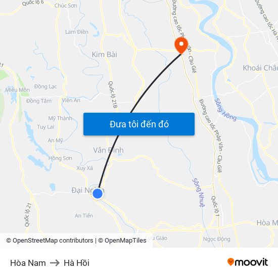 Hòa Nam to Hà Hồi map