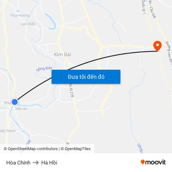 Hòa Chính to Hà Hồi map