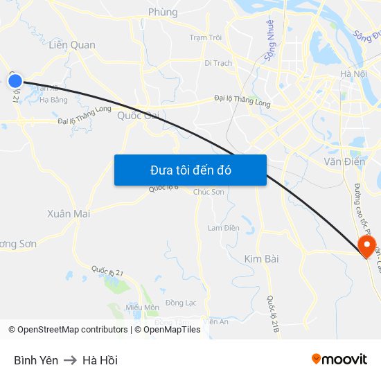 Bình Yên to Hà Hồi map