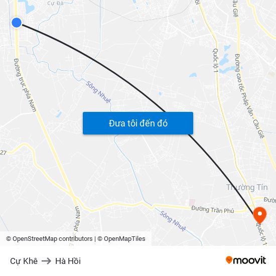 Cự Khê to Hà Hồi map