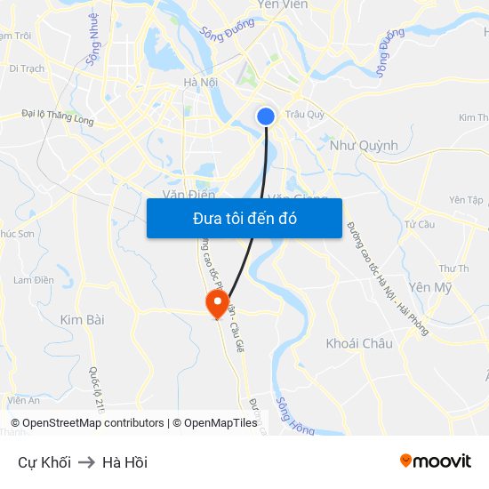 Cự Khối to Hà Hồi map