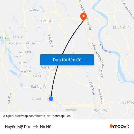 Huyện Mỹ Đức to Hà Hồi map