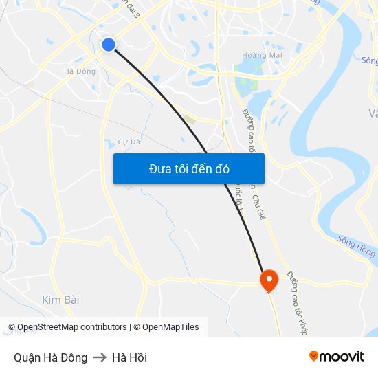 Quận Hà Đông to Hà Hồi map