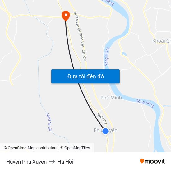 Huyện Phú Xuyên to Hà Hồi map