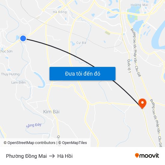 Phường Đồng Mai to Hà Hồi map