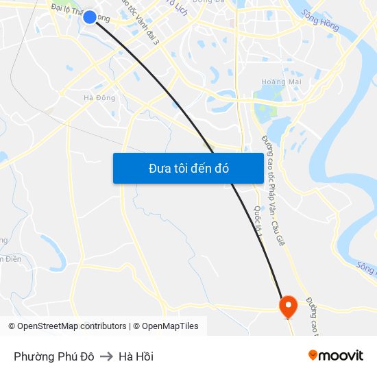 Phường Phú Đô to Hà Hồi map