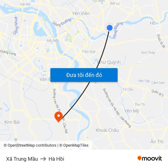 Xã Trung Mầu to Hà Hồi map