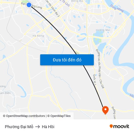 Phường Đại Mỗ to Hà Hồi map