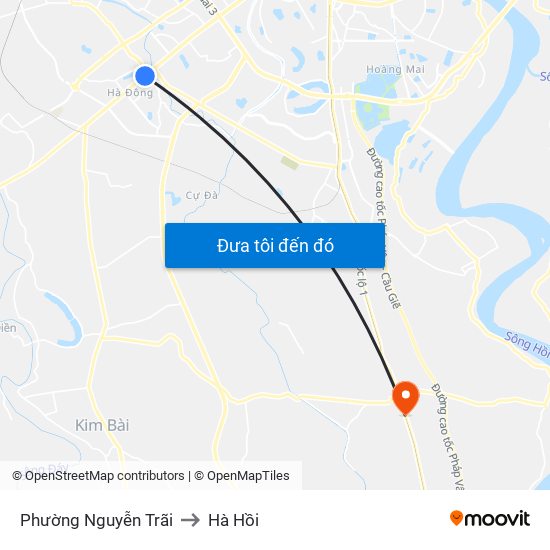 Phường Nguyễn Trãi to Hà Hồi map
