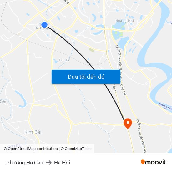 Phường Hà Cầu to Hà Hồi map