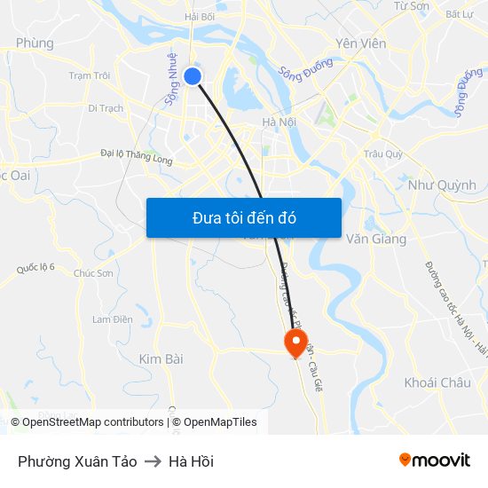 Phường Xuân Tảo to Hà Hồi map