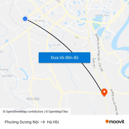 Phường Dương Nội to Hà Hồi map
