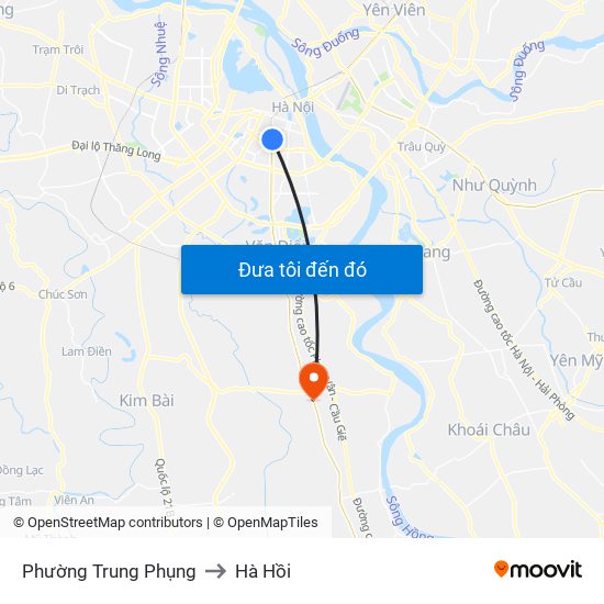 Phường Trung Phụng to Hà Hồi map