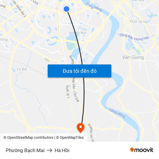 Phường Bạch Mai to Hà Hồi map