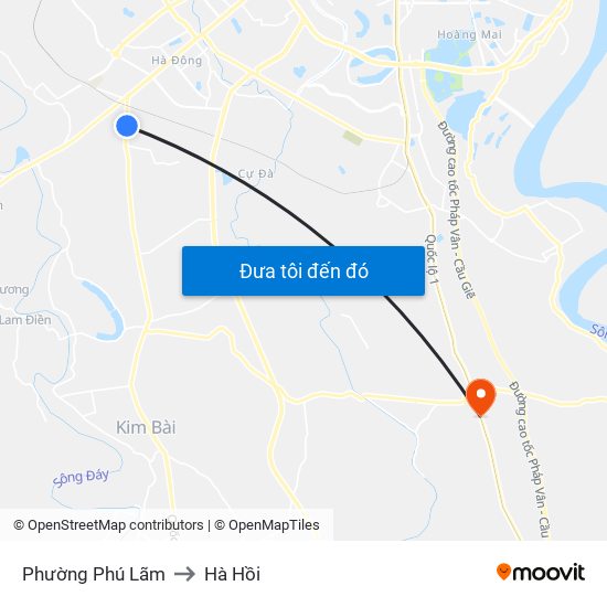Phường Phú Lãm to Hà Hồi map