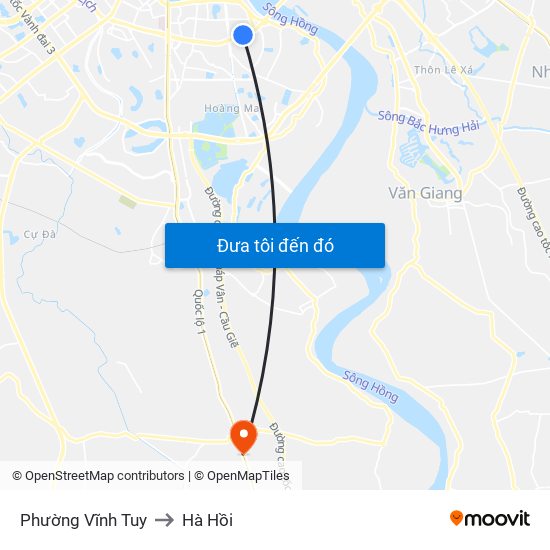 Phường Vĩnh Tuy to Hà Hồi map