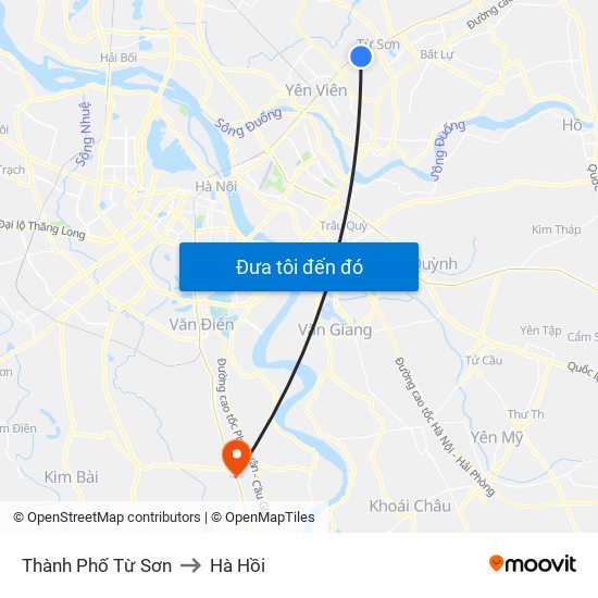 Thành Phố Từ Sơn to Hà Hồi map