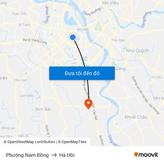 Phường Nam Đồng to Hà Hồi map
