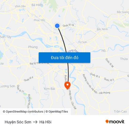 Huyện Sóc Sơn to Hà Hồi map