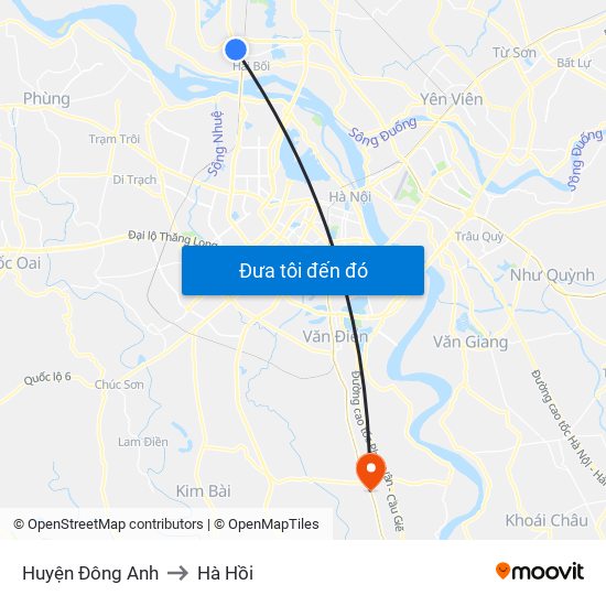 Huyện Đông Anh to Hà Hồi map