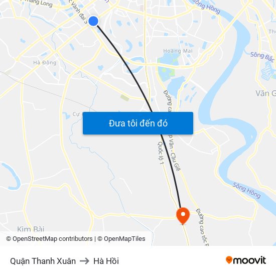 Quận Thanh Xuân to Hà Hồi map