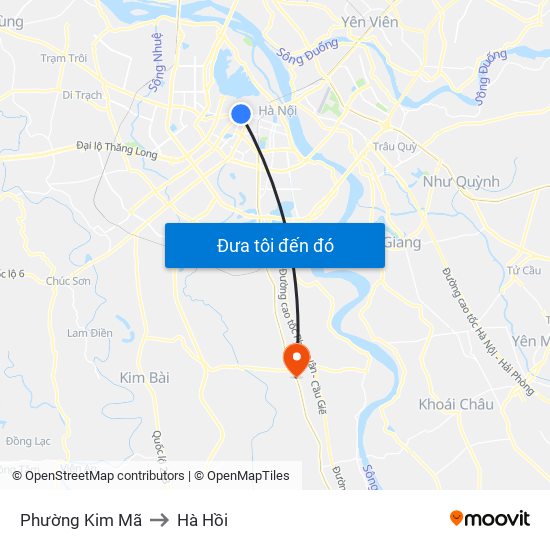 Phường Kim Mã to Hà Hồi map