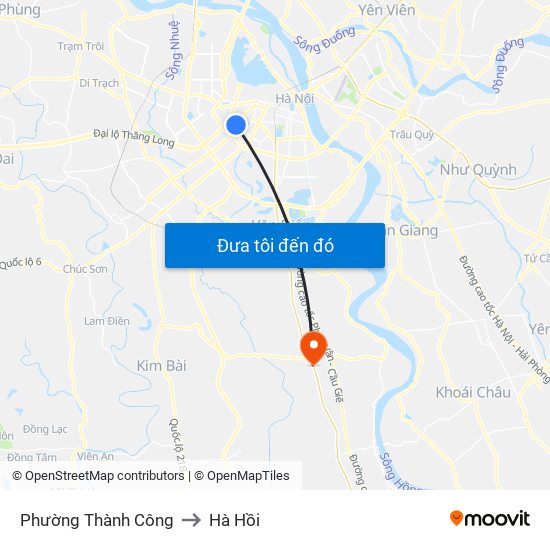 Phường Thành Công to Hà Hồi map