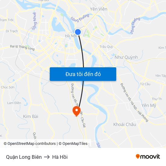 Quận Long Biên to Hà Hồi map