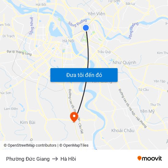 Phường Đức Giang to Hà Hồi map