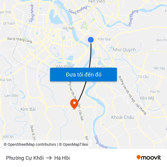 Phường Cự Khối to Hà Hồi map