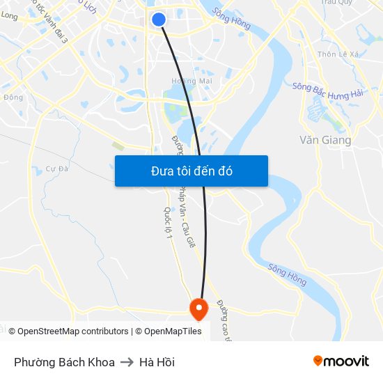 Phường Bách Khoa to Hà Hồi map