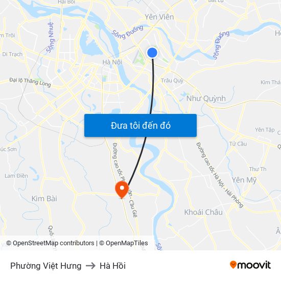 Phường Việt Hưng to Hà Hồi map