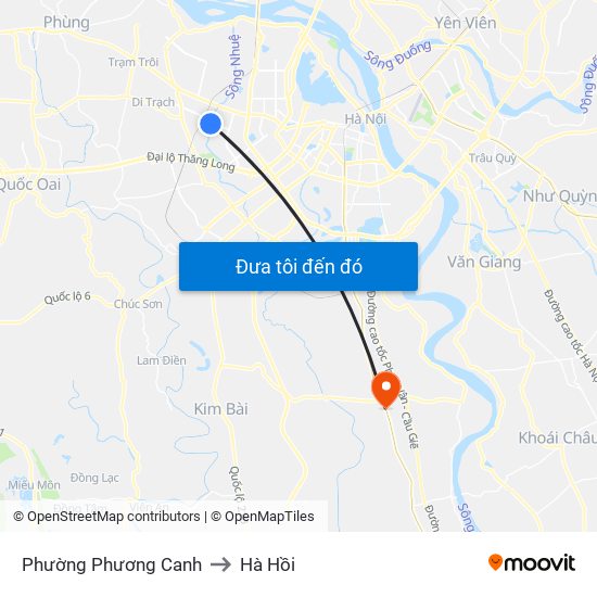 Phường Phương Canh to Hà Hồi map